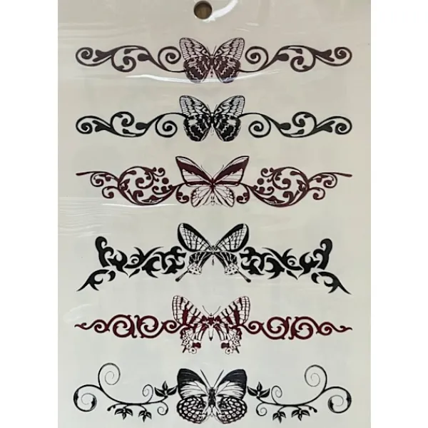 Novia 6 st Ark Temporära Tatueringar / Fake Tattoo Sticker - Ros / Fjäril / Rock / Bokstäver> Smink