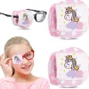 2 st barns bomullsögonlappar 3d ögonlapp för glasögon rosa enhörning återanvändbara ögonlappar för barn flickor pojkar (höger öga)> Masker