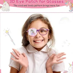 2 st barns bomullsögonlappar 3d ögonlapp för glasögon rosa enhörning återanvändbara ögonlappar för barn flickor pojkar (höger öga)><noscript><img width=