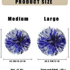 12 st Cheerleading Pom Poms med Fingerhål Metallisk Folie Cheer Pom Poms_Billiga presenter Lila Guld Stor Large> Tillbehör