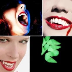 12 st Cosplay Huggtänder Vampyrtänder Halloweenfest Låtsaständer Vampyrtänder Rekvisita Maskerad Tillbehör><noscript><img width=