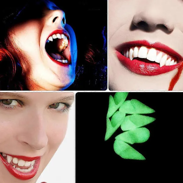 12 st Cosplay Huggtänder Vampyrtänder Halloweenfest Låtsaständer Vampyrtänder Rekvisita Maskerad Tillbehör> Tillbehör