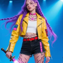 8 st Demon Hunter Girls Group COS Lila Tatuering Klistermärke Demon Herrgrupp Vattentät Randig Temporär Tatuering Klistermärke Set[SL]> Smink