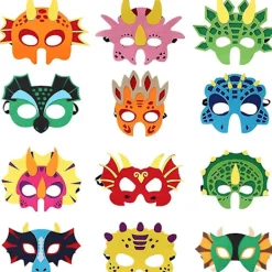 DAO 12 st Dinosaurie Mask Ansiktsmasker Filt Barn Mode Lekhus Leksaker Kreativa Fest Spel Rekvisita Nya Pojkar Flickor db> Masker