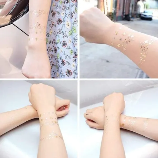 2 st Face Face Tattoo Stickers Metallic Tattoo Stickers Flash Tattoos för flickor och ungdomar Semestergåva-> Smink