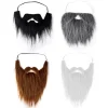 4 st falska skägg, Halloween-skägg, tomteskägg, vitt långt hår, svart skägg, festskägg> Tillbehör