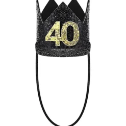 1 st Födelsedagshatt 40-årsdag Krona 40 Års Födelsedagsfest Dekoration Födelsedag Kronhatt> Huvudbonader