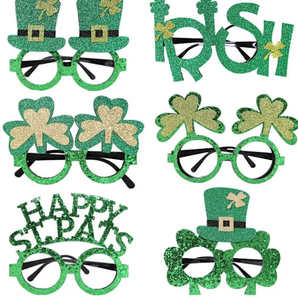 6 st festdekorationer glasögon hattar gröna klöver glasögonbågar> Tillbehör