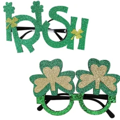 6 st festdekorationer glasögon hattar gröna klöver glasögonbågar><noscript><img width=