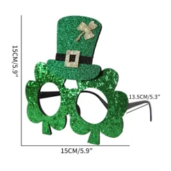 6 st festdekorationer glasögon hattar gröna klöver glasögonbågar><noscript><img width=