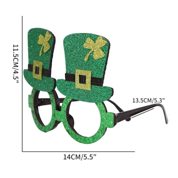 6 st festdekorationer glasögon hattar gröna klöver glasögonbågar> Tillbehör
