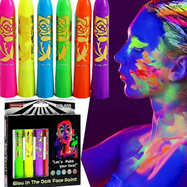 6 st Festival Ansiktsfärg Självlysande Kroppsmålning Professionell Ansiktsfärg> Smink