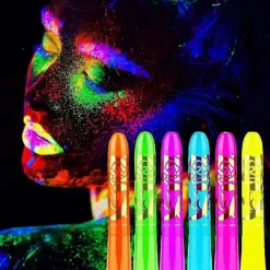 6 st Festival Ansiktsfärg Självlysande Kroppsmålning Professionell Ansiktsfärg><noscript><img width=