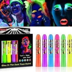 6 st Festival Ansiktsfärg Självlysande Kroppsmålning Professionell Ansiktsfärg><noscript><img width=