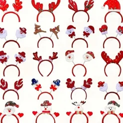 DAO 12 st Festliga Julpannband - Röda & Hårband i Plast med Tomte, Snögubbe & Renhorn, Perfekt för Juldekorationer, [DB] 12pcs> Tillbehör