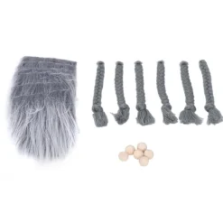 EURL 18 st Förklippta Tomteskägg Fluffig Grå Kostymfläta med Träpärlor DIY Hantverksdekorationer> Tillbehör