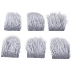 EURL 18 st Förklippta Tomteskägg Fluffig Grå Kostymfläta med Träpärlor DIY Hantverksdekorationer><noscript><img width=