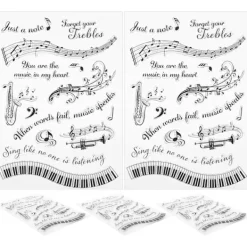 5 st Genomskinliga Stämplar Musikaliskt Symbolmönster DIY Transparenta Silikon Gummistämplar T1731><noscript><img width=