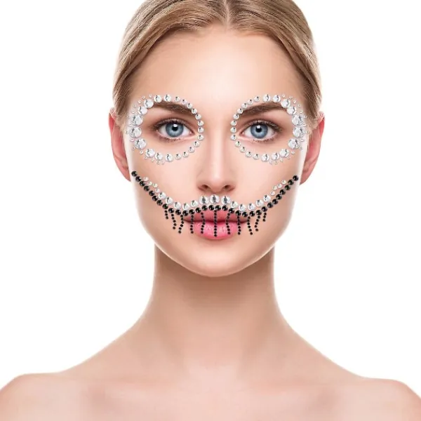 6 st Glitterklistermärken Ansiktsklistermärken Rhinestone Ansiktsklistermärken Ansiktsjuveler Smink> Smink