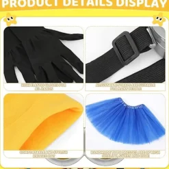 5 st Gula Kostymtillbehör för Vuxna, Maskeradset med Glasögon Svarta Handskar för Halloween Cosplay Party Tillbehör-FA-><noscript><img width=