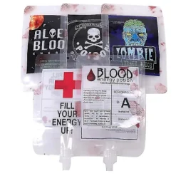5 st Halloween Blod Dryckspåsar 250ml Påsar Juicepåse Vampyr Plasma Dekoration Rekvisita><noscript><img width=
