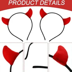 2 st Halloween Djävulshorn Huvudband Ängel Halo Röd Demon Öra Whit><noscript><img width=