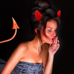 2 st Halloween Djävulshorn Huvudband Ängel Halo Röd Demon Öra Whit><noscript><img width=