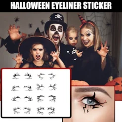 8 st Halloween Eyeliner Sticker Öga Tillfälliga Tatueringar Fladdermus Spindelväv Mönster><noscript><img width=