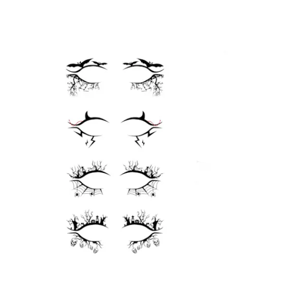 8 st Halloween Eyeliner Sticker Öga Tillfälliga Tatueringar Fladdermus Spindelväv Mönster> Smink