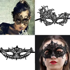 15 st Halloween Flexibla Spetsmasker Kvinnor Sexiga Ögonmasker för><noscript><img width=