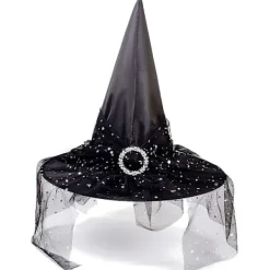 2 st Halloween häxhatt kostym cosplay hatt med snygga mesh kors rekvisita> Huvudbonader