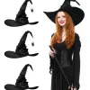 3 st Halloween Häxhattar Svarta Spindel Fladdermus Häxhatt Stora Rynkade Hattar Kvinnor Kostymtillbehör för Halloween Cosplay Party> Huvudbonader