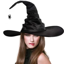 3 st Halloween Häxhattar Svarta Spindel Fladdermus Häxhatt Stora Rynkade Hattar Kvinnor Kostymtillbehör för Halloween Cosplay Party> Huvudbonader