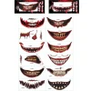 12 st Halloween Leende Mun Tatueringsdekaler Clown Horror Mun Tillfälliga Tatueringar för Barn Vuxna Cosplay Party Dekorationer> Smink