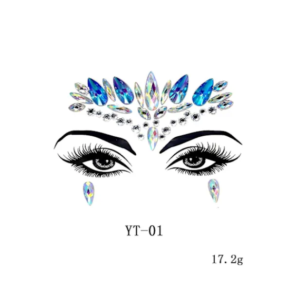 6 st Halloween Noctilucent Face Gems Tattoo Sticker,cosplaya> Smink