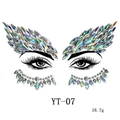 6 st Halloween Noctilucent Face Gems Tattoo Sticker,cosplaya><noscript><img width=