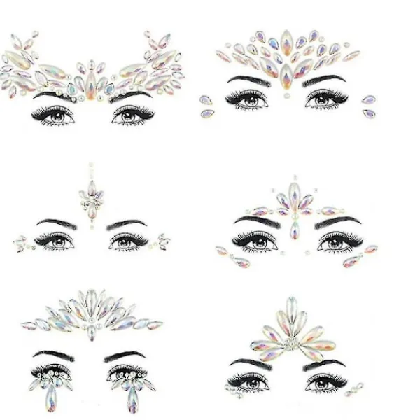 6 st Halloween Noctilucent Ansiktsstenar Tatuering Dekal, cosplay (Stil F)> Smink