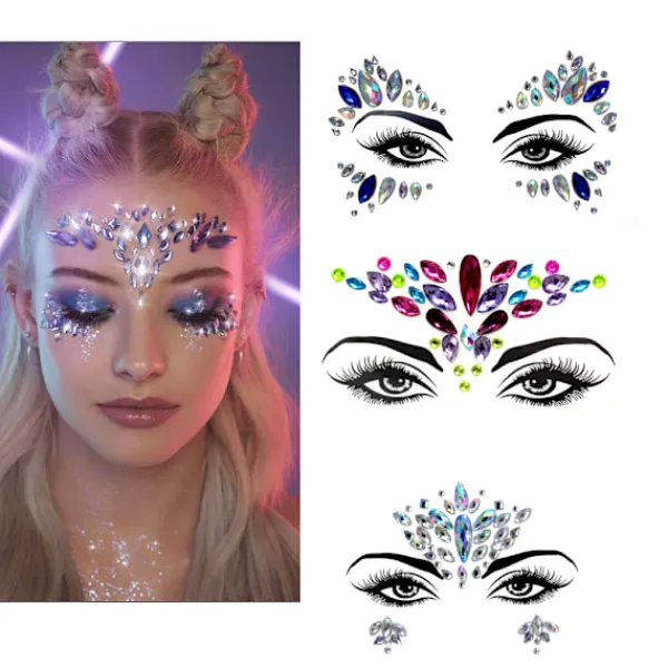 3 st Halloween Noctilucent Ansiktsstenar Tatuering Dekal, cosplay> Smink