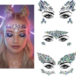 3 st Halloween Noctilucent Ansiktsstenar Tatuering Dekal, cosplay (B)> Smink