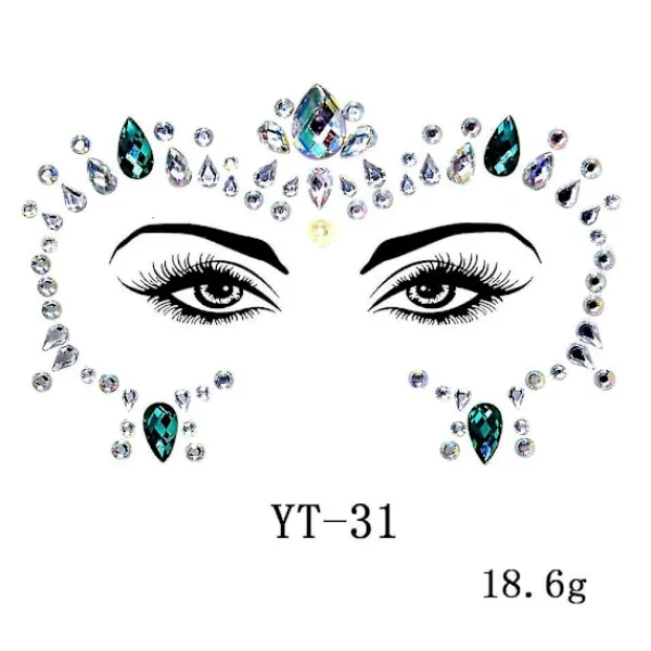 3 st Halloween Noctilucent Face Gems Tattoo Sticker,cosplayf> Smink