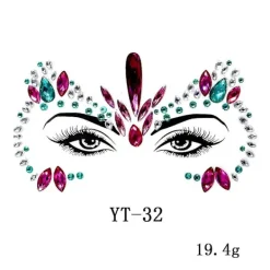 3 st Halloween Noctilucent Face Gems Tattoo Sticker,cosplayf><noscript><img width=