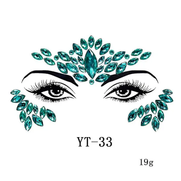 3 st Halloween Noctilucent Face Gems Tattoo Sticker,cosplayf> Smink