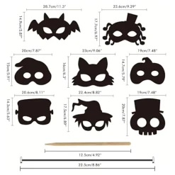 8 st Halloween regnbåge skrapkonst ansiktsmasker skelett häxa pumpa ansiktsmasker Halloween festgåvor tillbehör dekorationer för barn> Masker