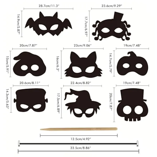 8 st Halloween regnbåge skrapkonst ansiktsmasker skelett häxa pumpa ansiktsmasker Halloween festgåvor tillbehör dekorationer för barn> Masker