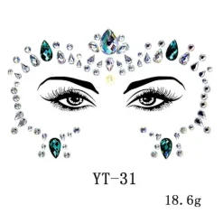 3 st Halloween Självlysande Ansiktsjuveler Tatuering Klistermärke, cosplayf> Smink