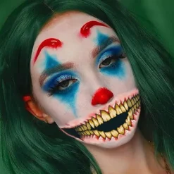 10 st Halloween Skämt Makeup Tillfälliga Tatueringar Ansiktsdekaler, Clown Läskig Stor Mun Vattentät Falsk Tatuering Dekaler><noscript><img width=