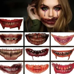 10 st Halloween Tatuering Klistermärken Mun Tatueringar Halloween[mo]> Smink