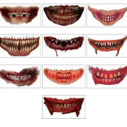 10 st Halloween Tatuering Klistermärken Mun Tatueringar Halloween[mo]><noscript><img width=