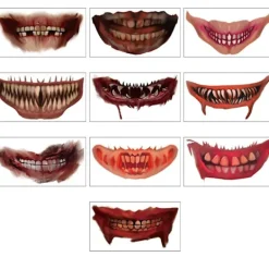 10 st Halloween Tatueringsdekaler Mun Tatueringar Halloween> Smink