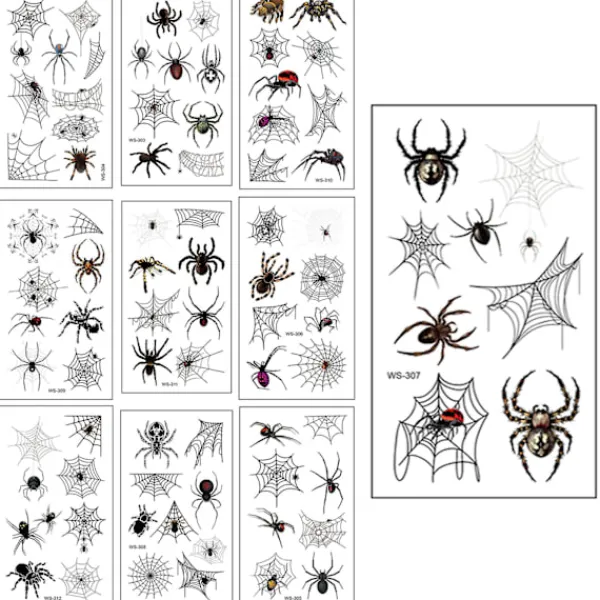 10 st Halloween-tatueringsdekaler Realistiska Vattentäta Tillfälliga Spindeldekaler för Festlig Dekoration> Smink